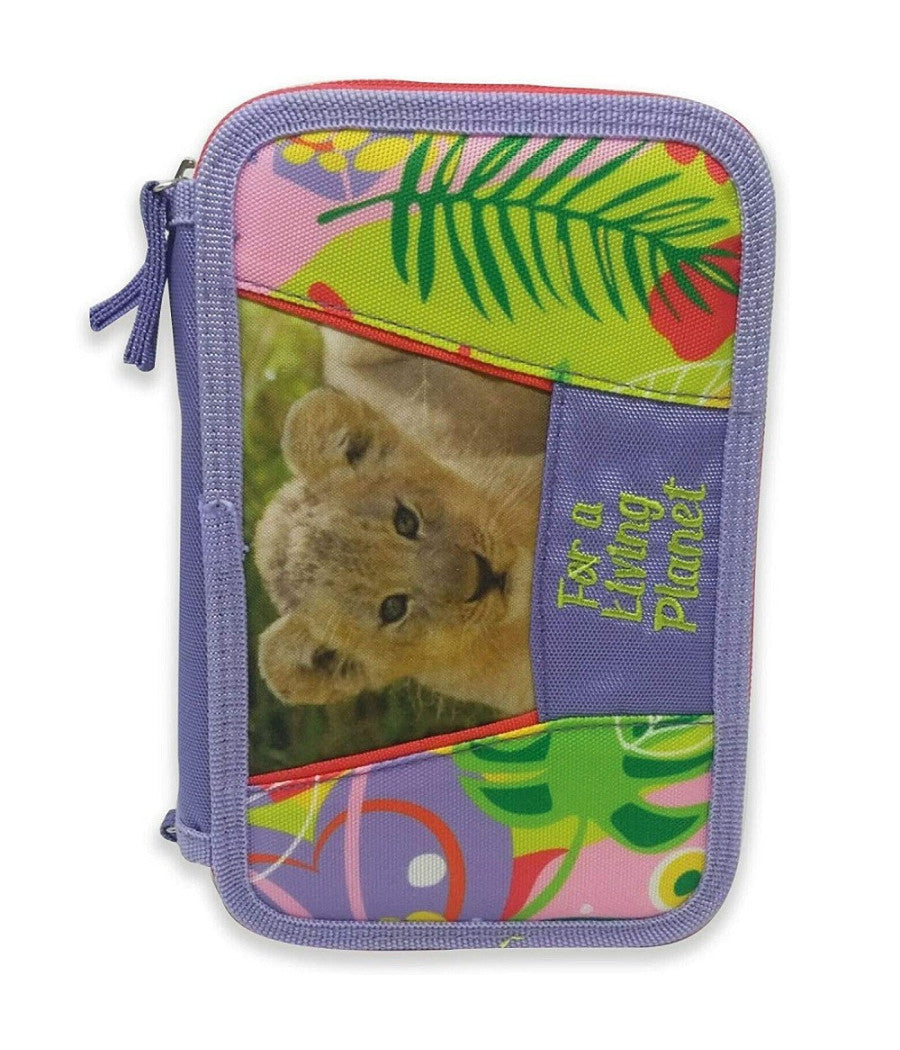 Astuccio Wwf Porta Pastelli Penne 3 Zip Completo Cancelleria Collezione Scuola         