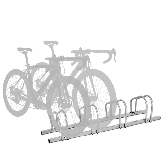 Rastrelliera per biciclette in telaio d'acciaio, Portabiciclette Parcheggio per 4 bici, Argento-Ciclismo