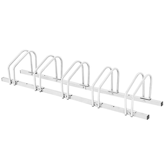 Robusto portabiciclette da parete in acciaio per 5 biciclette 150 x 32,5 x 26 cm stile contemporaneo acciaio argentato 20_0013377