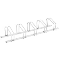 Rastrelliera in telaio d'acciaio per biciclette, Portabiciclette parcheggio per 5 bici Argento-Ciclismo