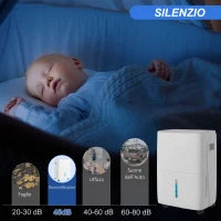 Deumidificatore Portatile 30L/Giorno con Serbatoio 4L, 3 Velocità e 4 Funzioni, Timer fino 24 Ore, Bianco