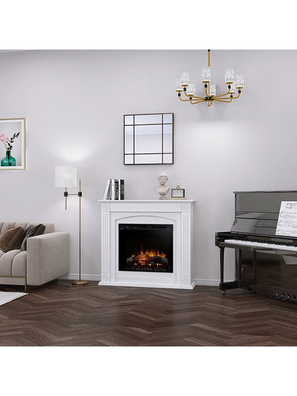 ATRATO - Caminetto Elettrico Da Pavimento A Libera Installazione A LED - Bianco opaco 26"- 114x96x29