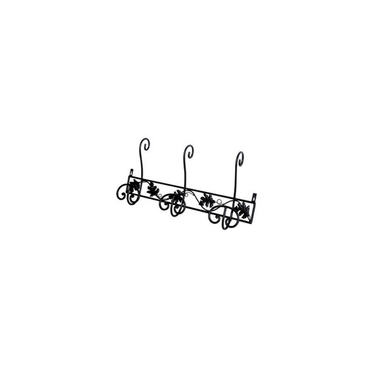 Attaccapanni a muro metallo 3 posti nero toni cm 63x10x31