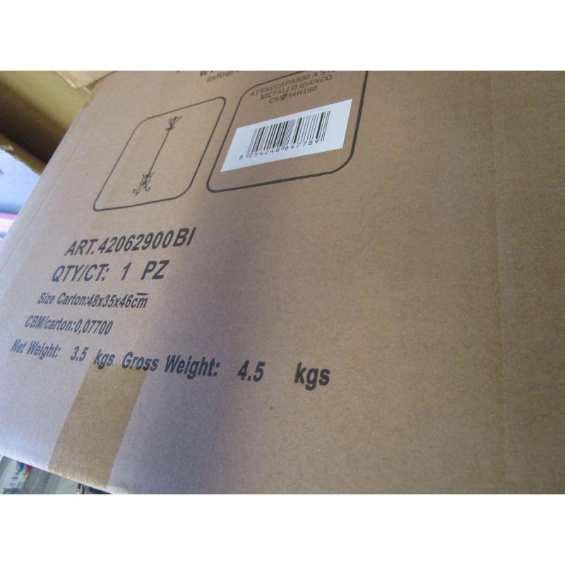 Attaccapanni a stelo metallo bianco cm ø34h180