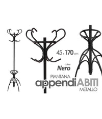 Attaccapanni Appendiabiti Piantana In Metallo Ganci Moderno Nero 45x170cm 756658         