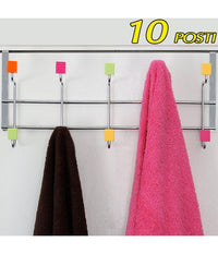 Attaccapanni Per Porta Appendiabiti In Metallo 10 Posti Pomelli Colorati 50x21cm         