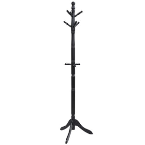 Attaccapanni ad albero in legno di gomma con 9 ganci, Appendiabiti da ingresso  altezza regolabile50x50x175cm Nero-Appendiabiti