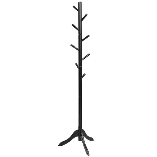 Attaccapanni in legno regolabile in altezza con 8 ganci, Albero porta abiti da terra 50x50x175cm Nero-Appendiabiti