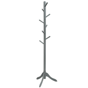 Attaccapanni in legno regolabile in altezza con 8 ganci, Albero porta abiti da terra 50x50x175cm Grigio-Appendiabiti