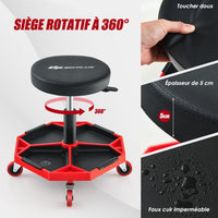 Sgabello da officina pneumatico con 4 ruote universali vassoio porta attrezzi sedile imbottito portata max 150 kg 20_0009476