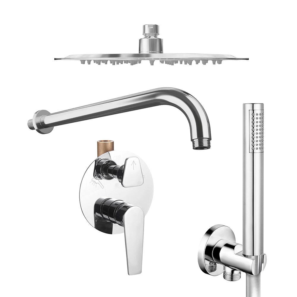 Set doccia cromato - Miscelatore incasso 2 vie Audrey, braccio 35cm, soffione slim 30cm e doccino