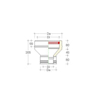 Aumento inox doppia parete da di 100 - de 150 mm a di 130 - de 180 mm