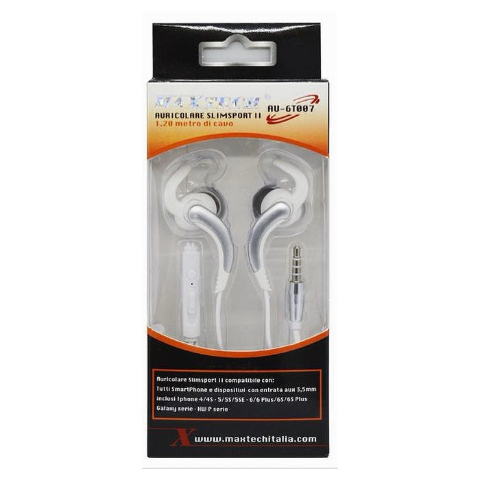 Auricolari Con Cavo 1.2mt Cuffie Aux3.5mm Orecchio Microfono Smartphone Au-6t007         