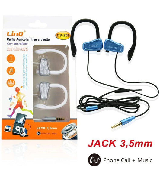 Auricolari Cuffie Archetto Ds-209 Microfono Smartphone Mp3 Sport Cavo Jack 3,5mm         