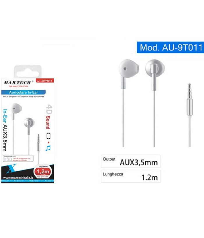 Auricolari Cuffie Cavo 1,2 Metri Connettore Aux 3,5mm Per Smartphone Au-9t011         