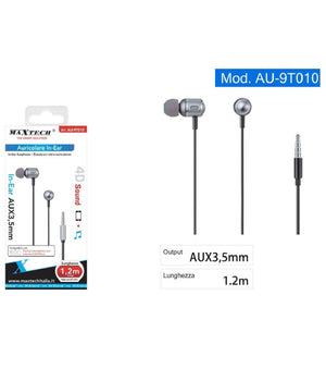 Auricolari Cuffie Cavo Da 1,2 Metri Connettore Aux 3,5mm Per Smartphone Au-9t010         