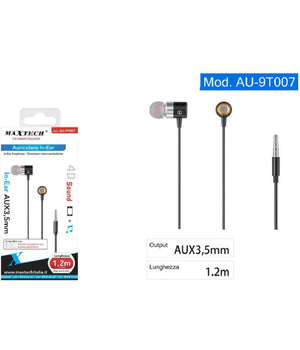 Auricolari Cuffie In-ear Cavo 1,2 Metri Connettore Aux 3,5mm Smartphone Au-9t007         