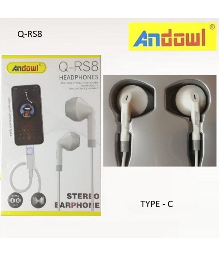 Auricolari Cuffie In-ear Stereo Vivavoce Con Presa Type-c Per Smartphone Q-rs8         