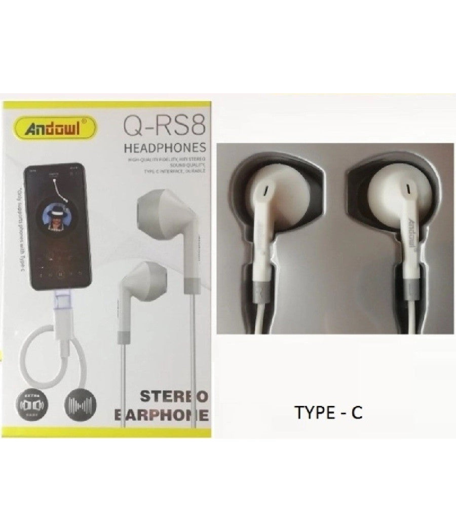 Auricolari Cuffie In-ear Stereo Vivavoce Con Presa Type-c Per Smartphone Q-rs8         