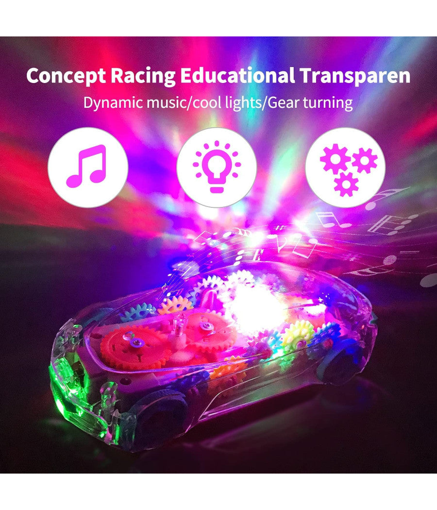 Auto Vettura Trasparente Con Ingranaggi A Vista Luce Illuminazione A Led Q-66107         
