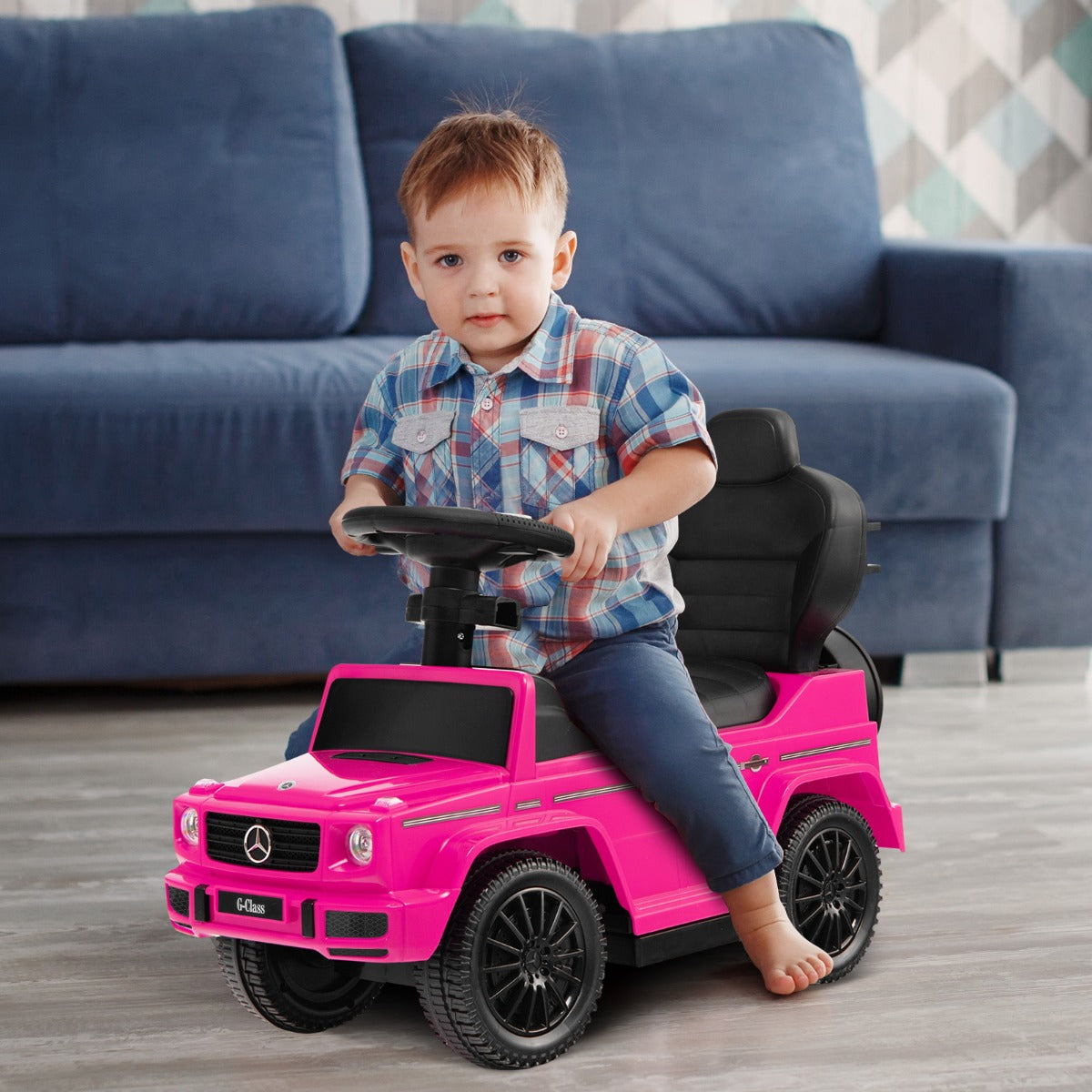 Auto a spinta per bambini con licenza tettuccio regolabile, Carrozzina e auto camminante per bambini 12-36 mesi Rosa-Biciclette e tricicli