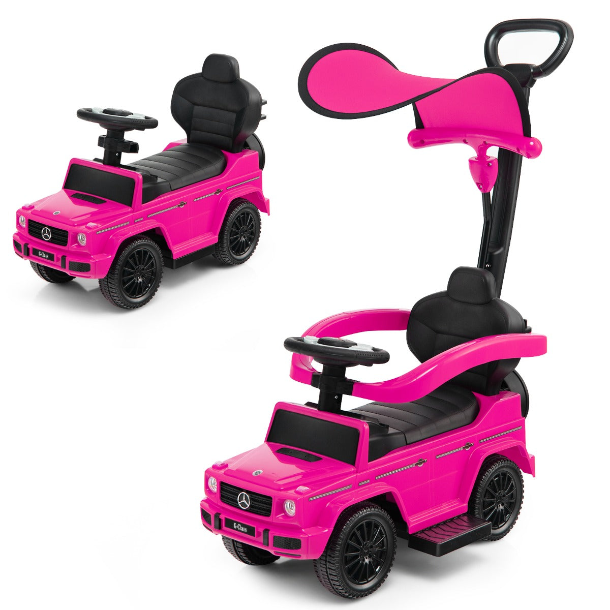 Auto a spinta per bambini con licenza tettuccio regolabile, Carrozzina e auto camminante per bambini 12-36 mesi Rosa-Biciclette e tricicli