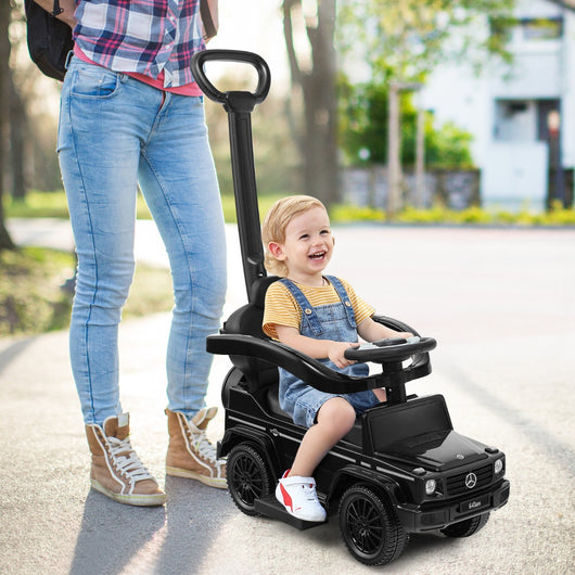 Auto a spinta per bambini con licenza tettuccio regolabile, Carrozzina e auto camminante per bambini 12-36 mesi Nero-Biciclette e tricicli
