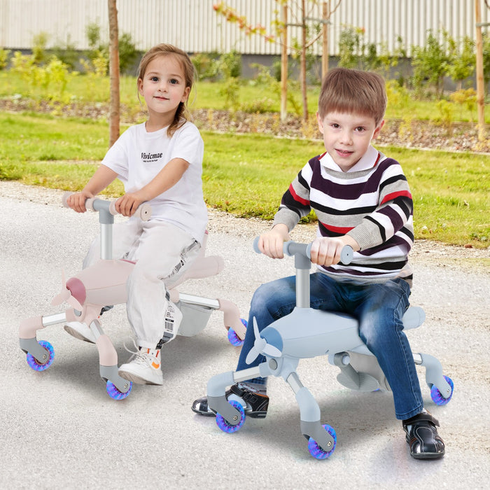 Auto a spinta per bambini di 18-60 mesi con luci a LED maniglia rimovibile e regolabile, Giocattolo scorrevole Blu-Biciclette e tricicli
