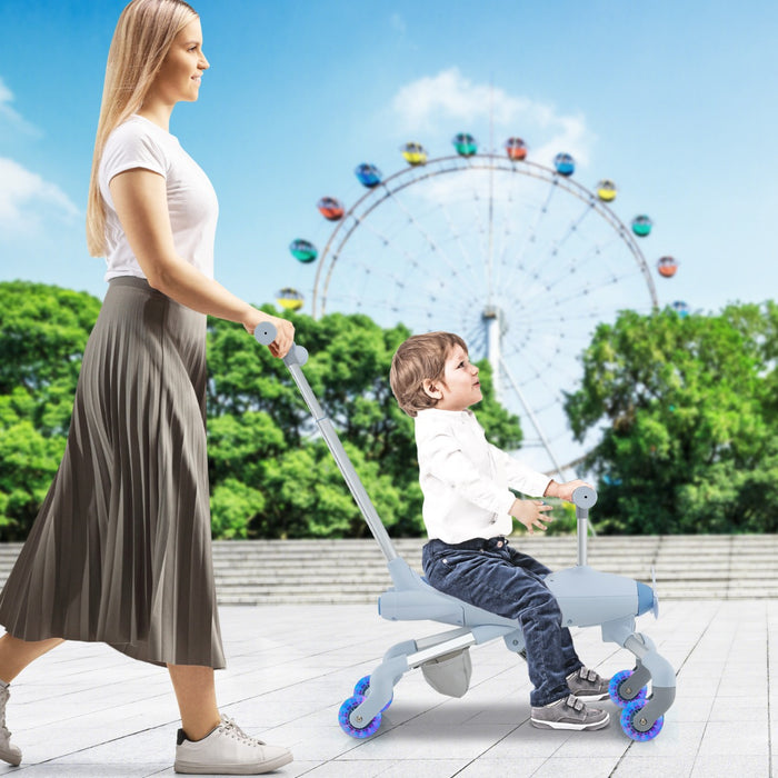 Auto a spinta per bambini di 18-60 mesi con luci a LED maniglia rimovibile e regolabile, Giocattolo scorrevole Blu-Biciclette e tricicli