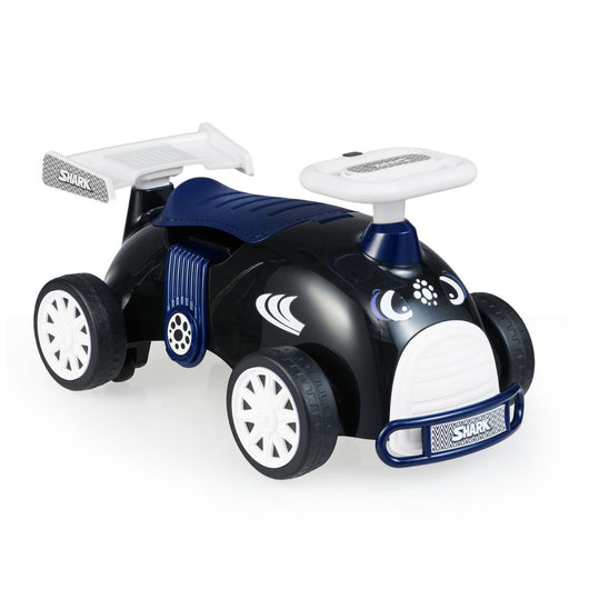 Auto cavalcabile giocattolo scorrevole a piedi con musica e scomparto nascoasto-Auto giocattolo con ruote universali Nero e bianco