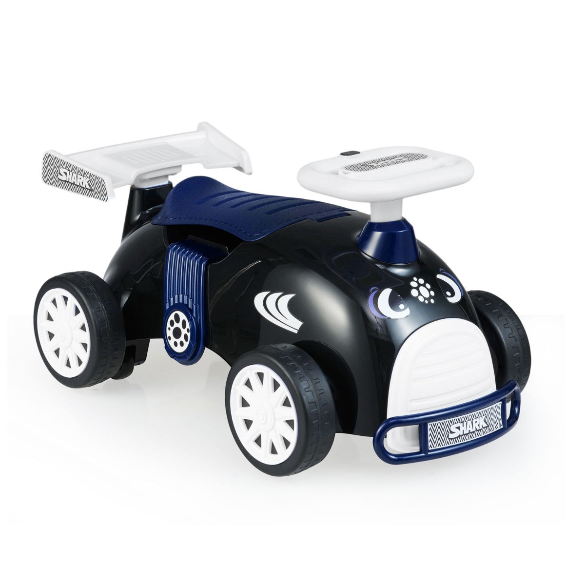Auto cavalcabile giocattolo scorrevole a piedi con musica e scomparto nascoasto-Auto giocattolo con ruote universali Nero e bianco