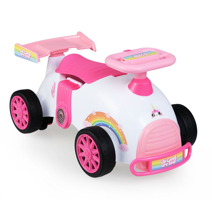 Auto cavalcabile giocattolo scorrevole a piedi con musica e scomparto nascoasto, Auto giocattolo con ruote universali Rosa-Macchinine giocattoli