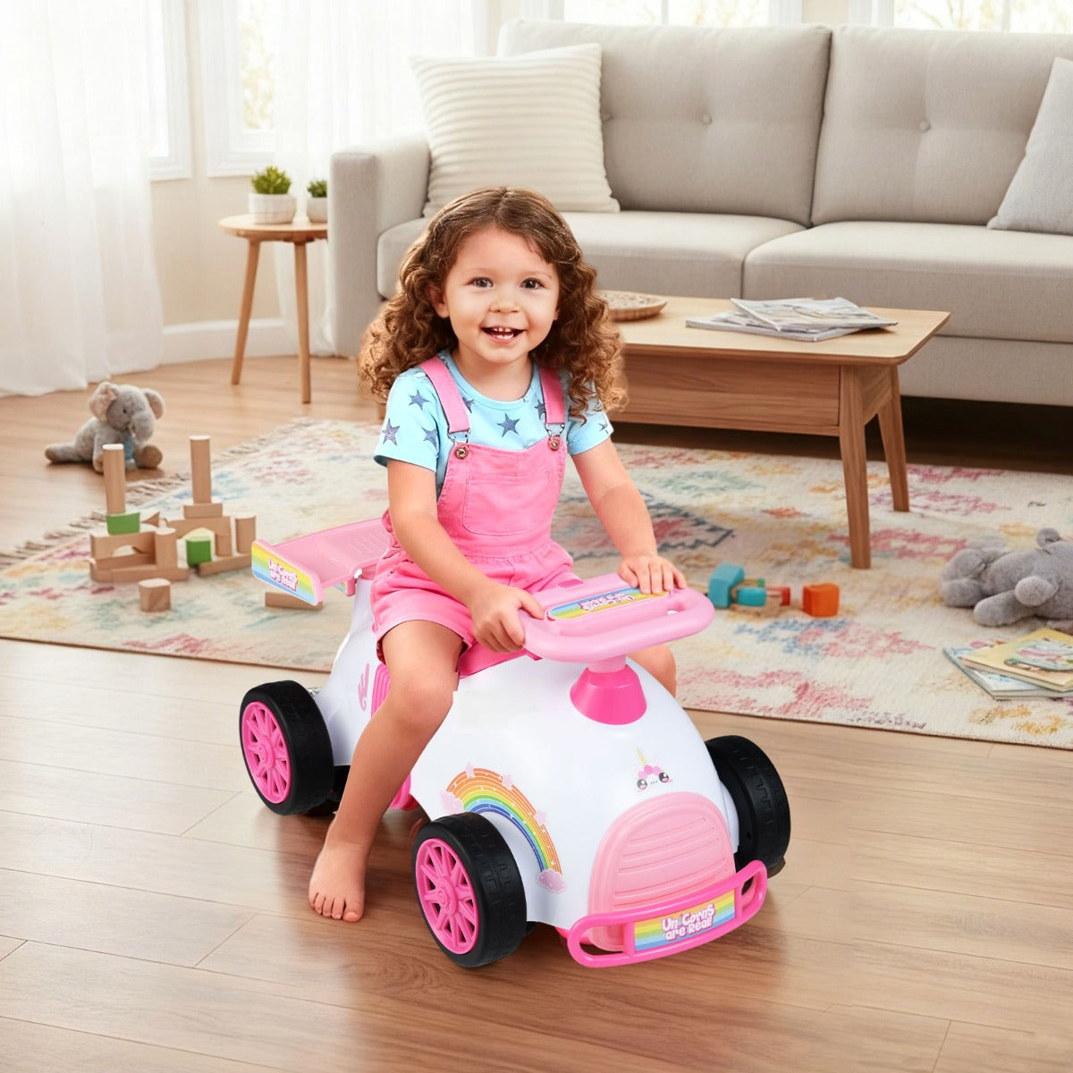 Auto cavalcabile giocattolo scorrevole a piedi con musica e scomparto nascoasto, Auto giocattolo con ruote universali Rosa-Macchinine giocattoli