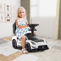Auto da spinta 3-in-1 con 2 ruote universali volante musicale paracolpi e manubrio, Auto per bambini da 18 a 60 mesi Bianco-Biciclette e tricicli
