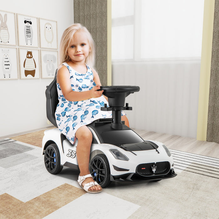 Auto da spinta 3-in-1 con 2 ruote universali volante musicale paracolpi e manubrio, Auto per bambini da 18 a 60 mesi Bianco-Biciclette e tricicli