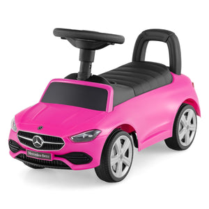 Auto scivolante a pedale con volante con clacson e suono del motore, Auto da gioco licenziata Mercedes-Benz Rosa-Macchinine giocattoli