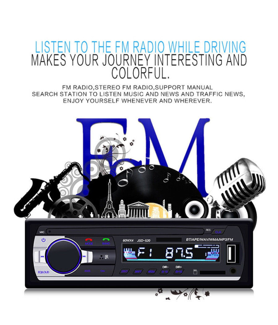 Autoradio Lettore Mp3 Ca001b Sistema Audio Auto Universale 1 Din Bluetooth Aux         