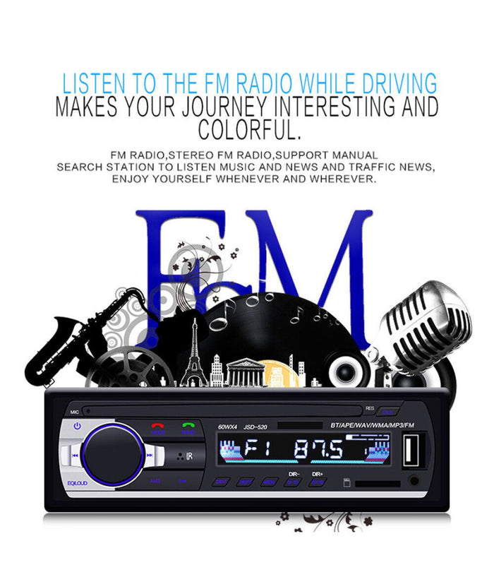 Autoradio Lettore Mp3 Ca001b Sistema Audio Auto Universale 1 Din Bluetooth Aux         