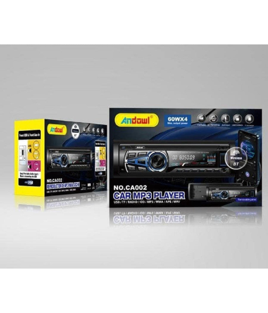 Autoradio Lettore Mp3 Sistema Audio Auto 1 Din Bt Usb Aux Fm Sd Card Mp3 Ca002         