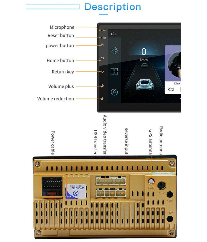 Autoradio Stereo 2 Din 7" Touch Screen Bluetooth Aux Usb Sd Lettore Mp5 Q-ca005         