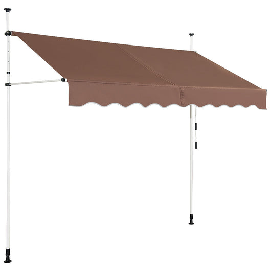 Tenda da sole retrattile 250 x 125 cm per balcone e terrazza regolabile in altezza e inclinazione stile moderno alluminio marrone 20_0010429