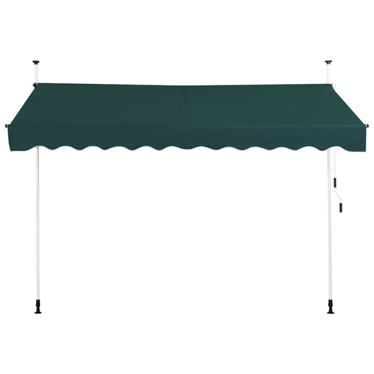Tenda da sole retrattile 300 x 125 cm regolabile 200-300 cm design moderno per patio e giardino alluminio verde 20_0010436