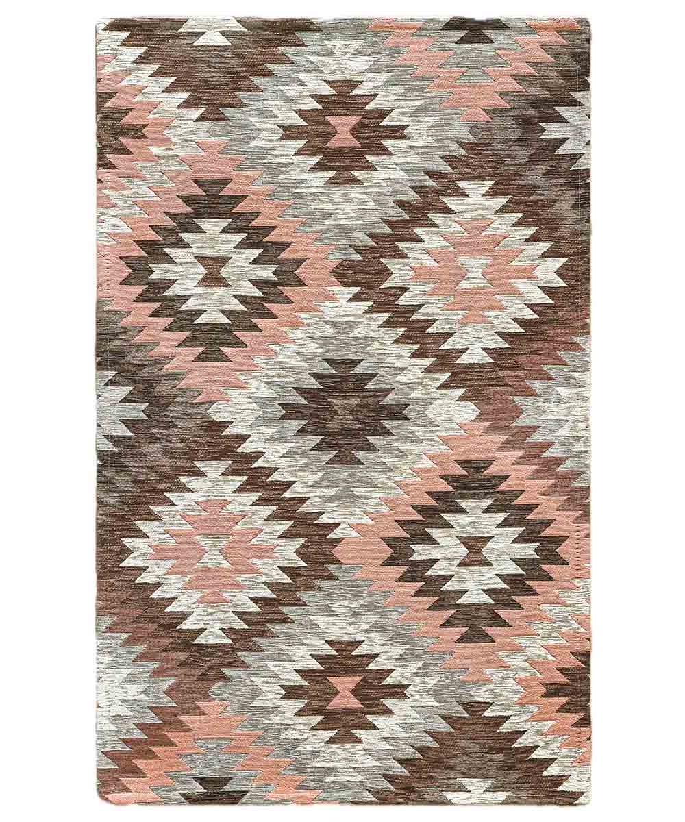 Passatoia moderna AVANA ROSA contemporaneo geometrico etnico kilim, tappeto arredo multiuso lavabile anti-scivolo cm.55x190