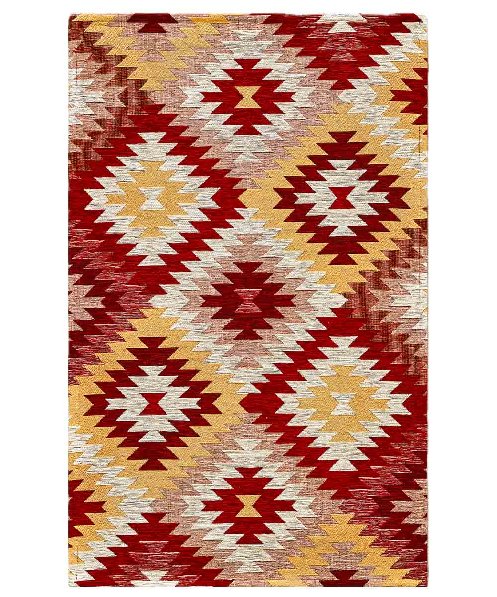 Tappeto moderno AVANA ROSSO geometrico etnico kilim, Tappeto arredo soggiorno salotto camera lavabile anti-scivolo cm.140x200