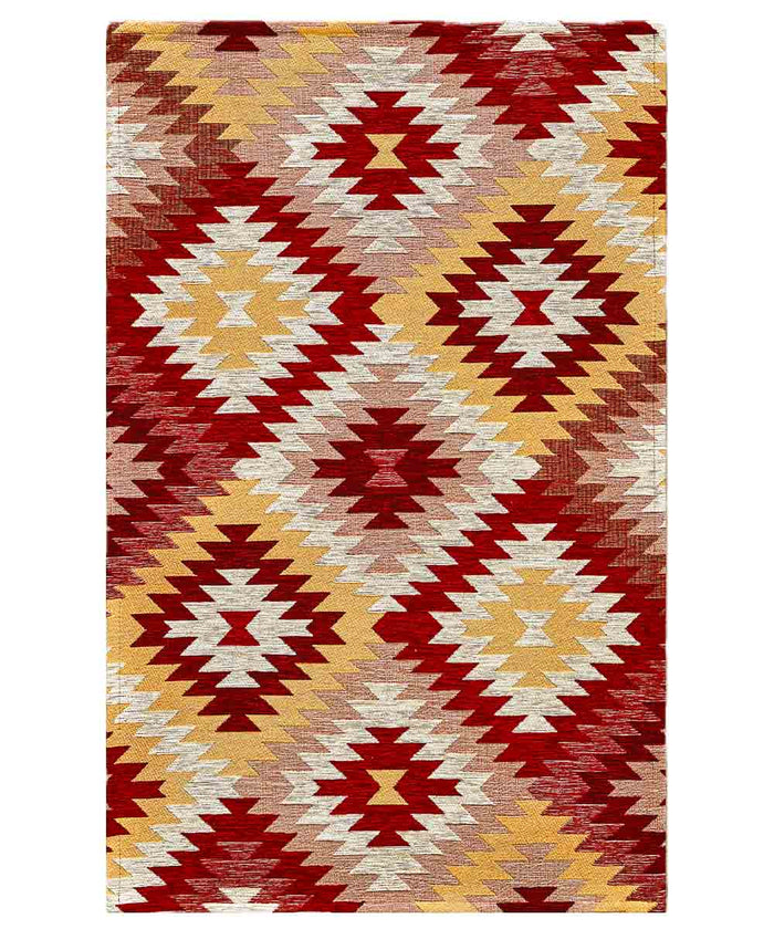 Tappeto moderno AVANA ROSSO geometrico etnico kilim, Tappeto arredo soggiorno salotto camera lavabile anti-scivolo cm.140x200