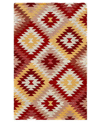 Tappeto moderno AVANA ROSSO geometrico etnico kilim, Tappeto arredo ingresso camera da letto lavabile anti-scivolo cm.85x150