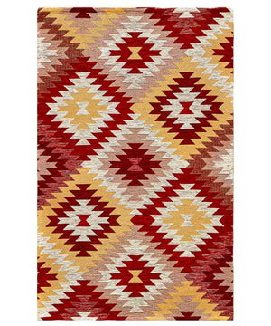 Tappeto moderno AVANA ROSSO geometrico etnico kilim, Tappeto arredo soggiorno salotto camera lavabile anti-scivolo cm.115x175