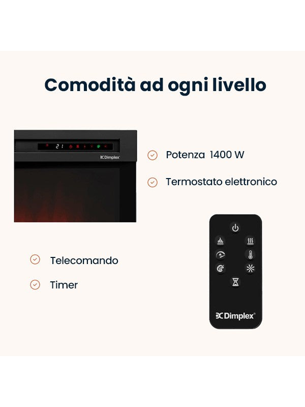 AVEN - Caminetto Elettrico da pavimento A Libera Installazione A LED 26" Bianco-Rovere chiaro
