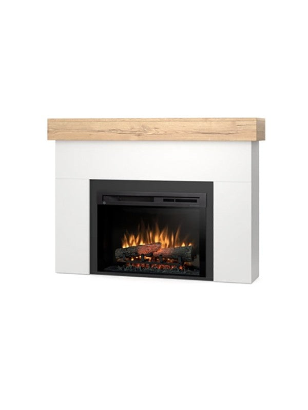 AVEN - Caminetto Elettrico da pavimento A Libera Installazione A LED 26" Bianco-Rovere chiaro