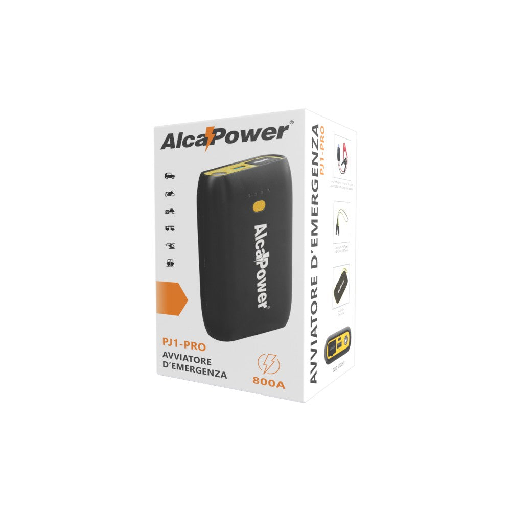 Avviatore d'Emergenza Tascabile 800A (QDSP) - Power Bank Fast Charge e Torcia SOS - Per Auto e Moto 12V